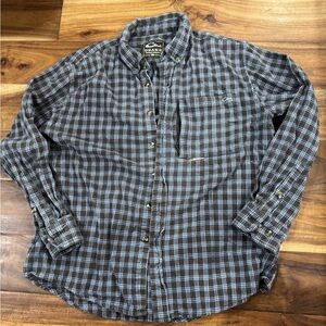 Drake Men's Brown and Blue Checkered Flannel Shirt
